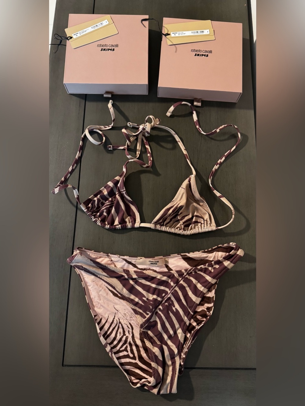 SKIMS x Roberto Cavalli Colab Limited Edition Swim Set!! Small, Zebra - Picture 2 of 11